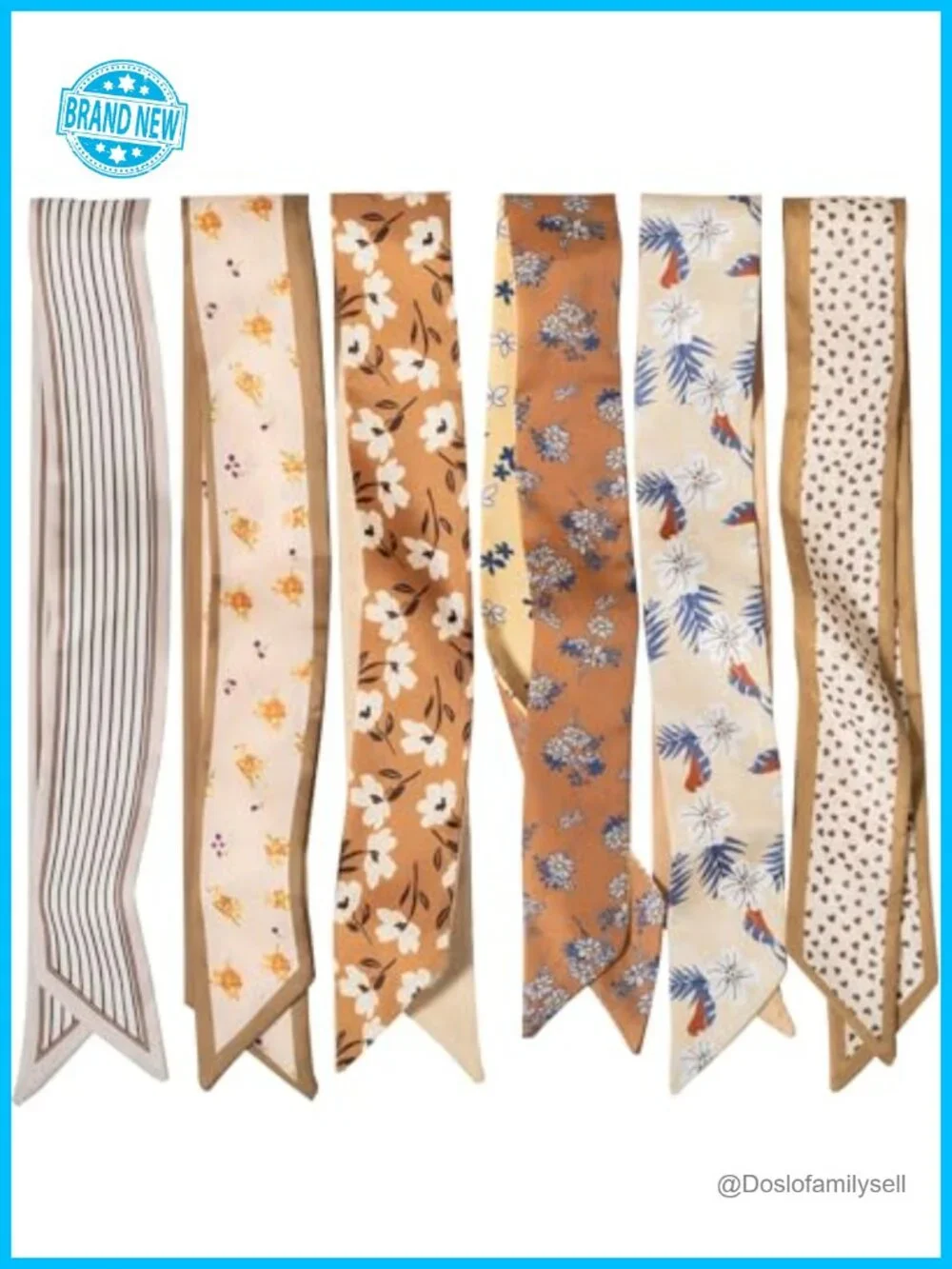 6 Pack Fashion Scarves Versatile Boho Satin Scarf for Hair Neck Wrist Purse